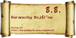 Baranszky Bojána névjegykártya